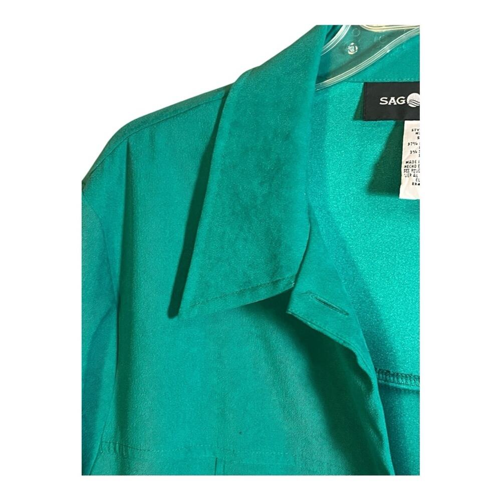 SAG HARBOR Vintage Faux Suede Green Button-Up Shirt SZ 14